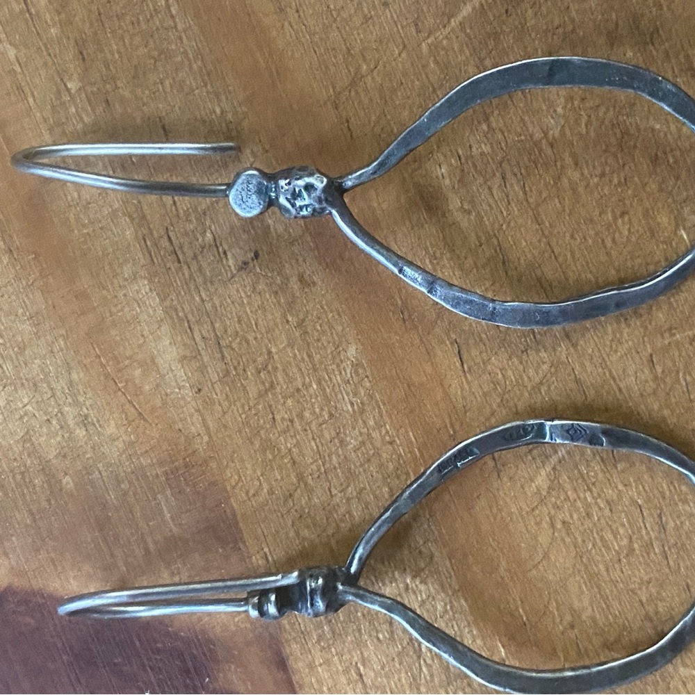 Artisan Hammered Silver Earring - image 3